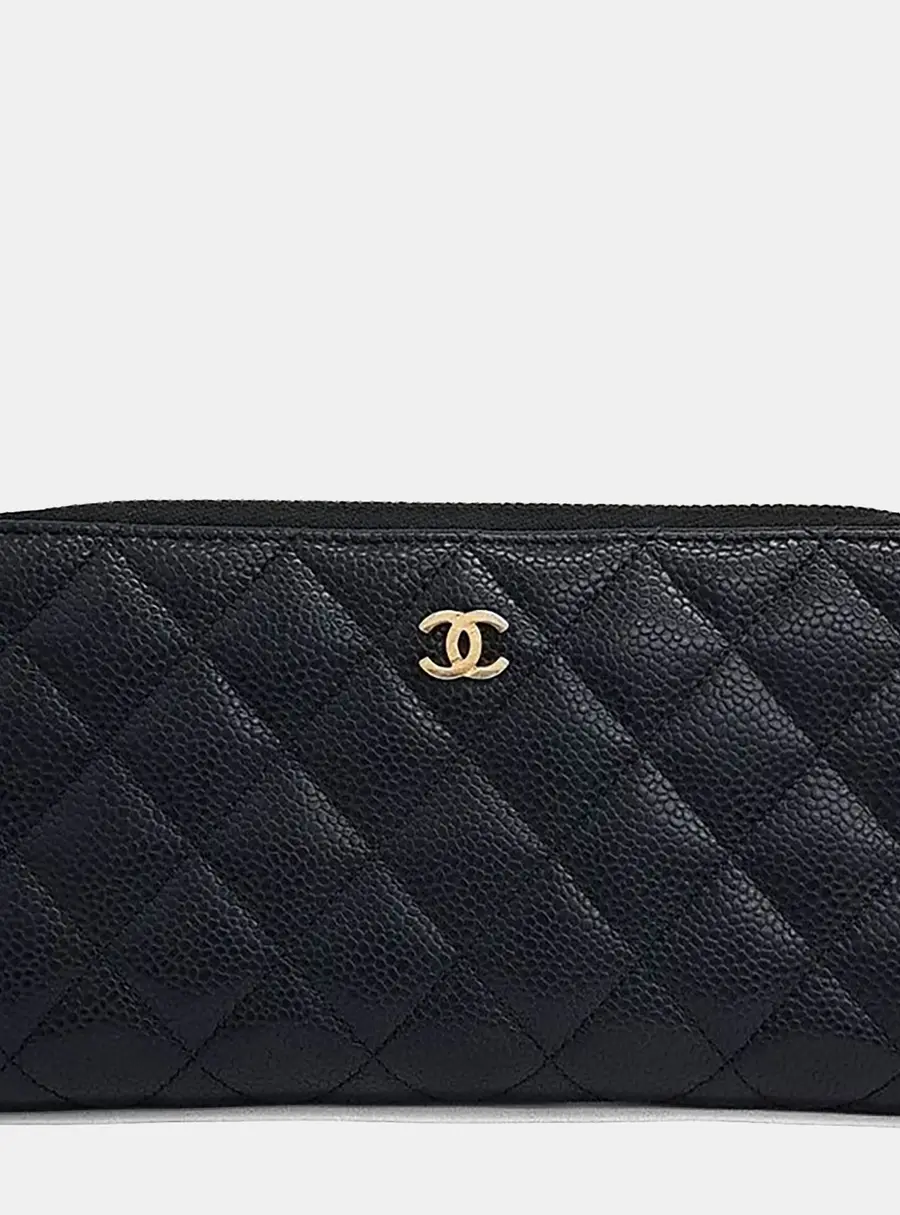 Chanel Zippy Wallet Black Caviar Leather Wallet
