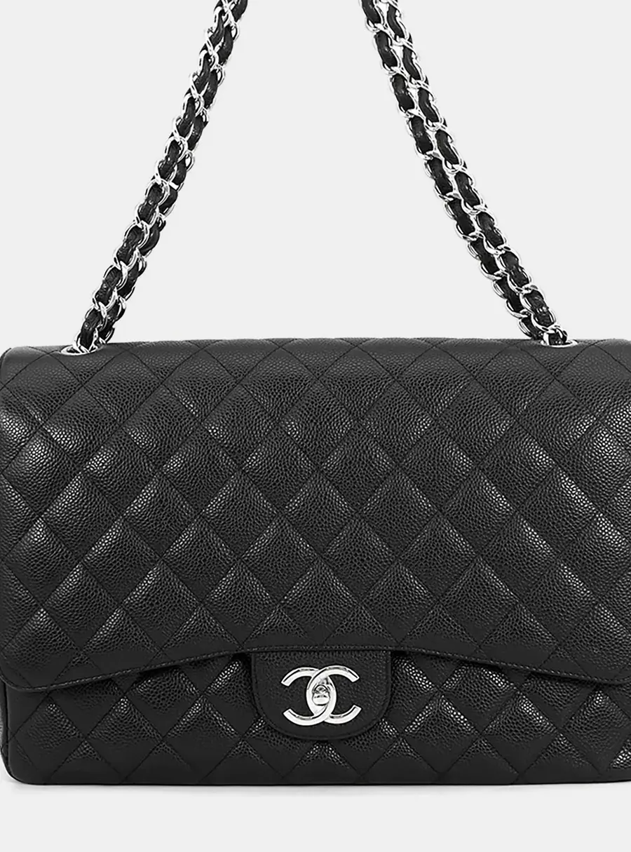 Chanel Classic Double Flap Medium Black Caviar Leather Shoulder Bag