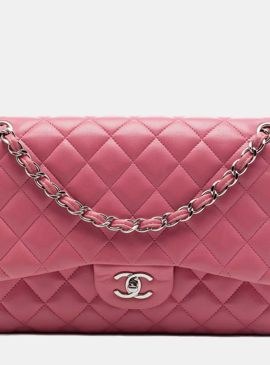Chanel Classic Jumbo Pink Lambskin Leather Shoulder Bag