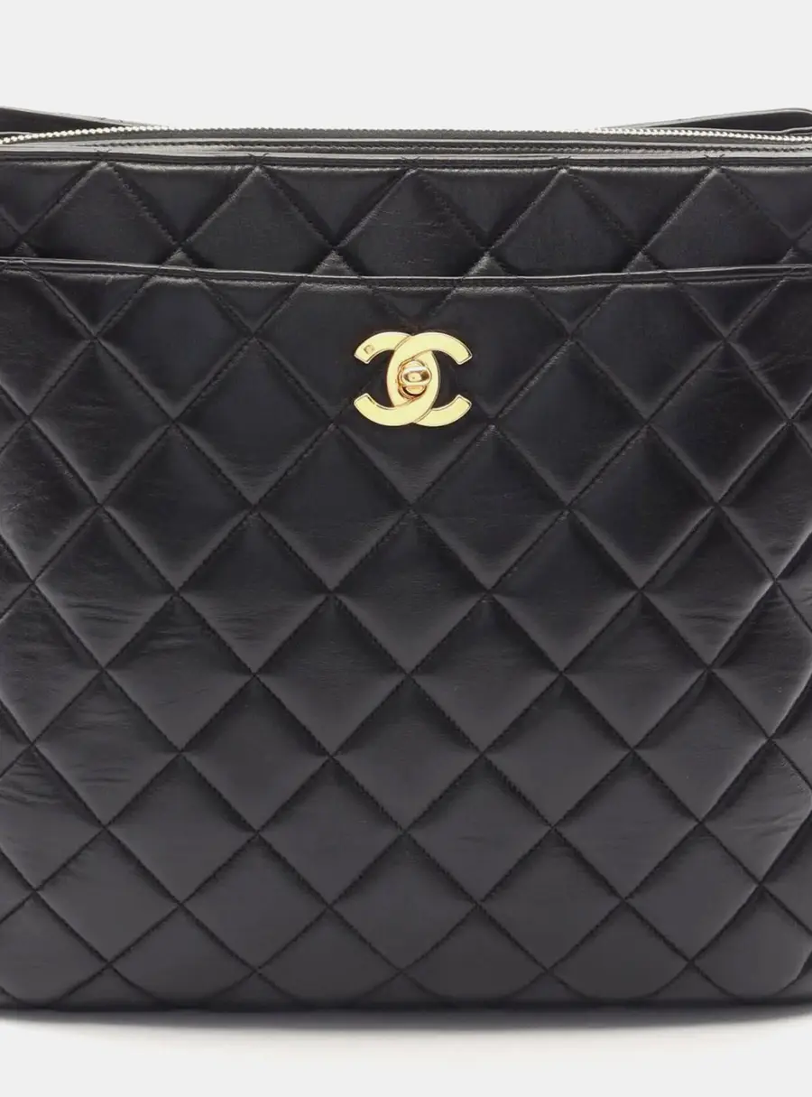 Chanel Matelasse CC Square Black Lambskin Backpack Bag