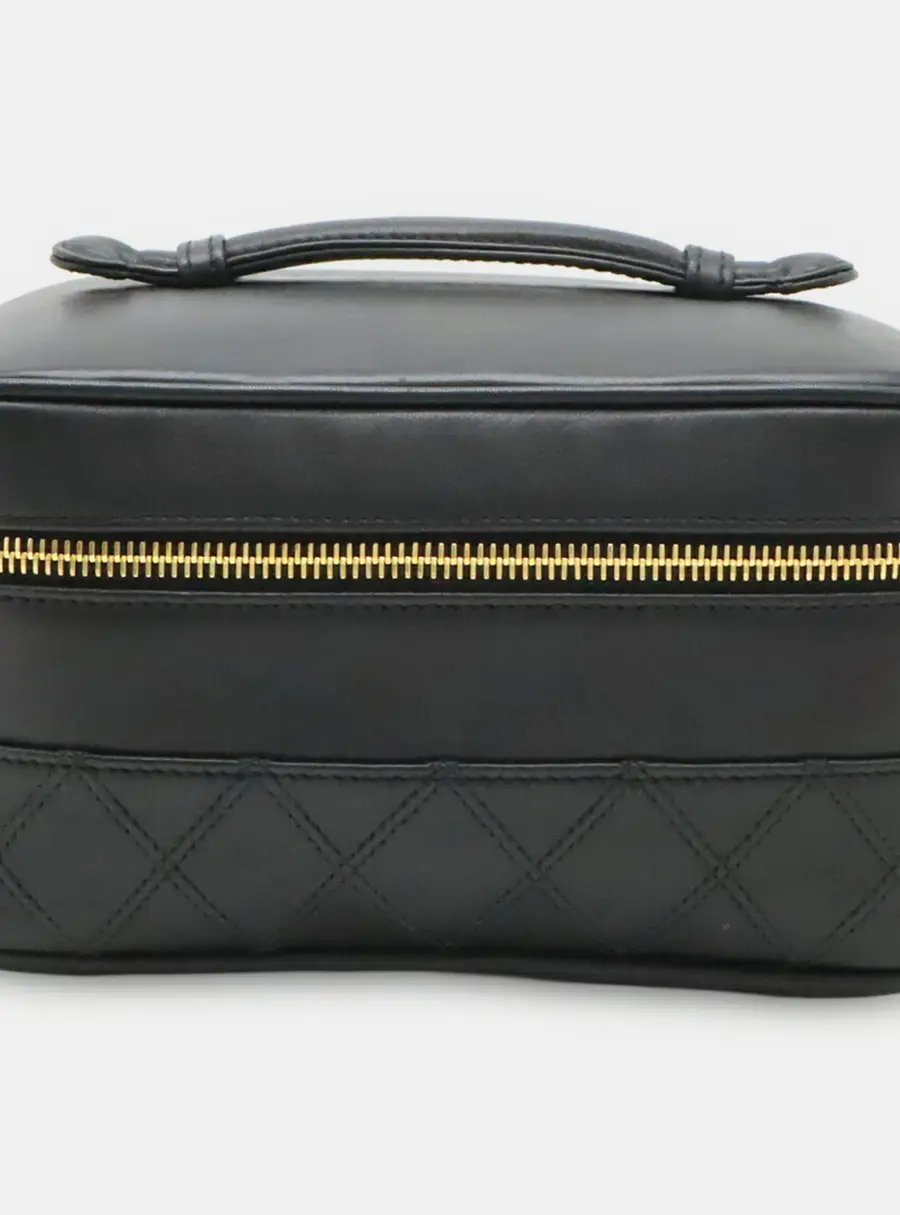 Chanel Bicolore A01618 Black Lambskin Leather Vanity Bag
