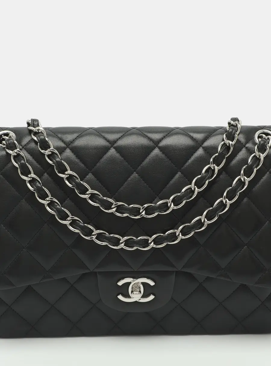 Chanel Classic Jumbo Black Quilted Leather Single Flap Bag