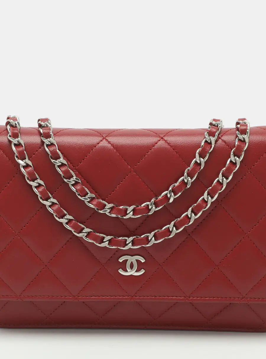 Chanel WOC Red Quilted Leather Bag