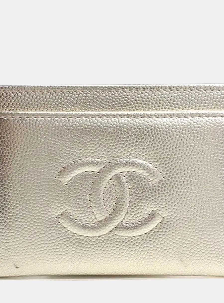 Chanel Gold Leather Card Wallet