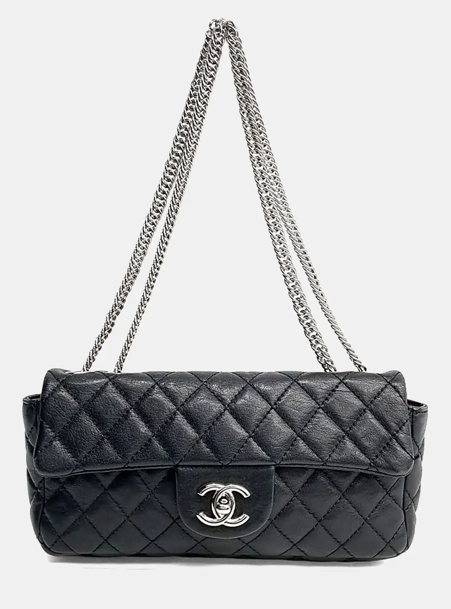 Chanel Quilted Medium Black Calfskin Leather Flap Bag