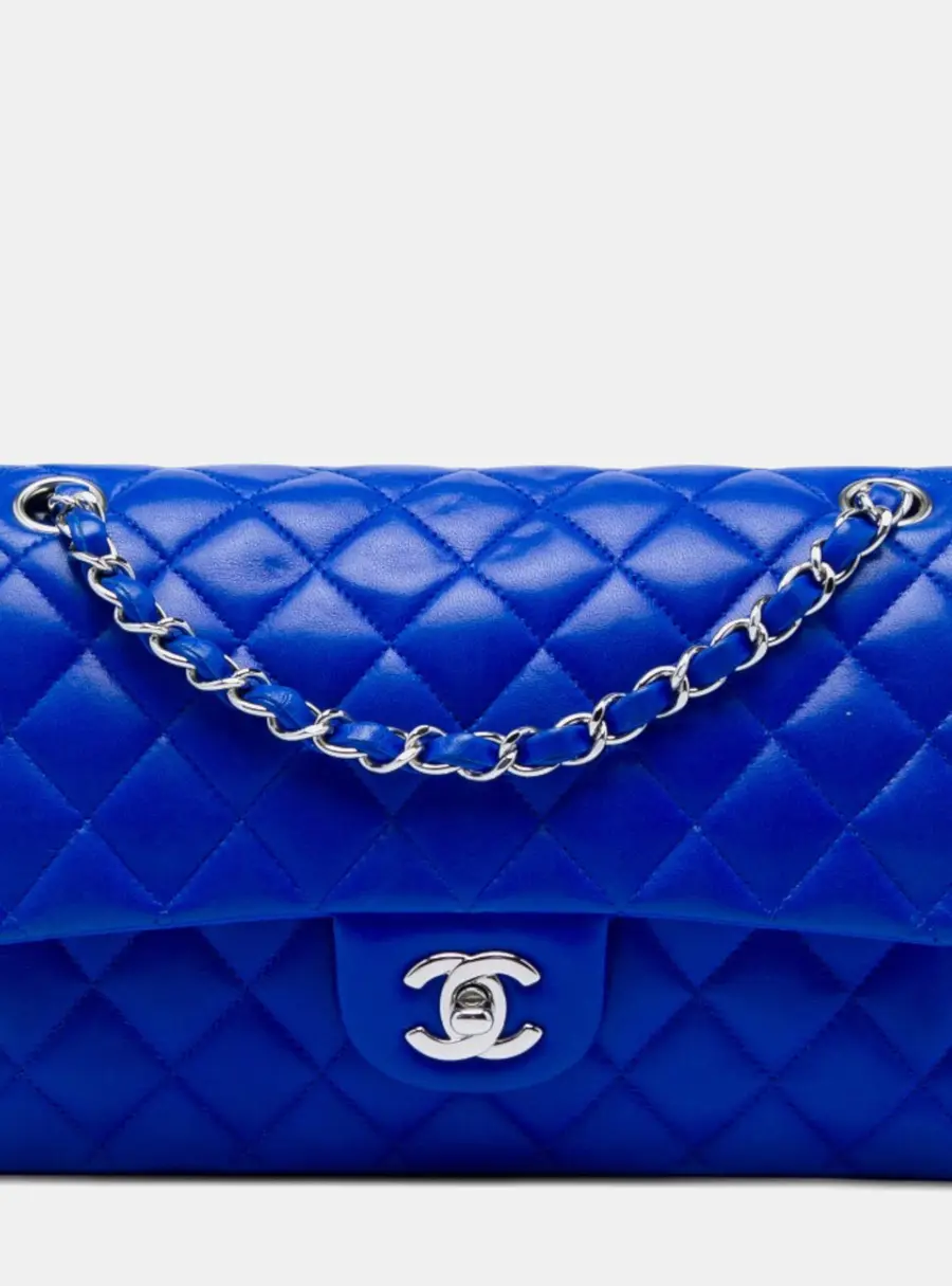 Chanel Classic Medium Cobalt Blue Lambskin Leather Double Flap Bag