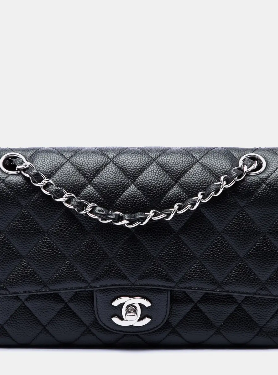 Chanel Classic Double Flap Medium Black Caviar Leather Shoulder Bag