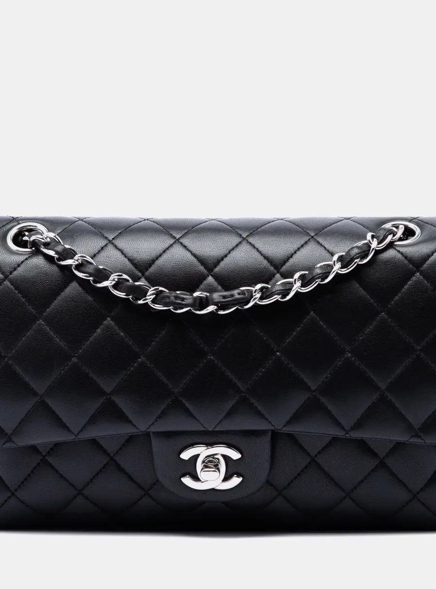 Chanel Medium Classic Double Flap Black Lambskin Shoulder Bag