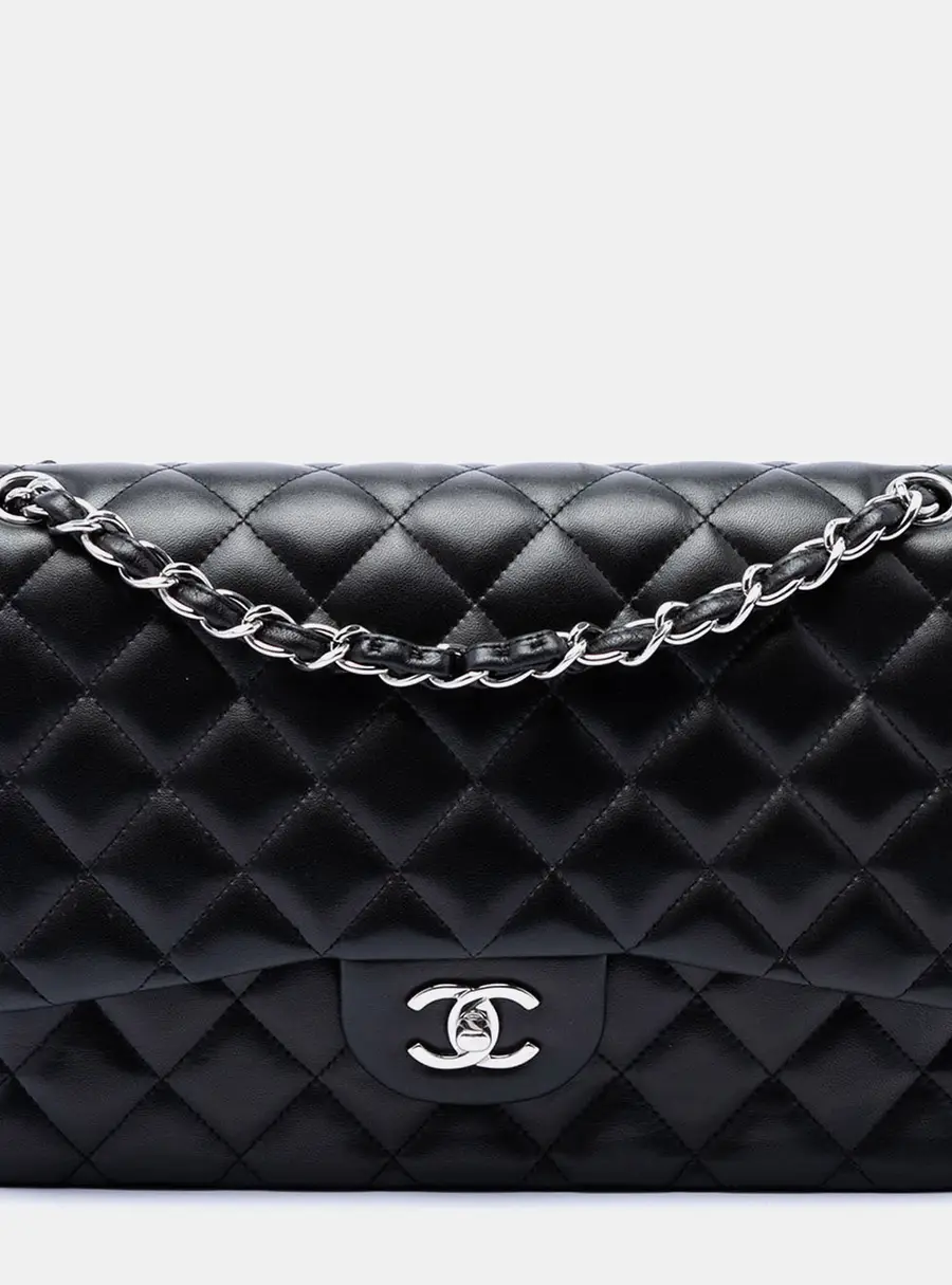 Chanel Jumbo Classic Flap Black Lambskin Leather Shoulder Bag