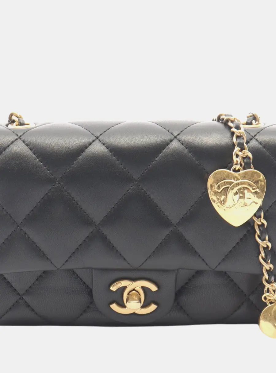 Chanel Mini Rectangular Quilted Lambskin Heart Charms Flap Bag