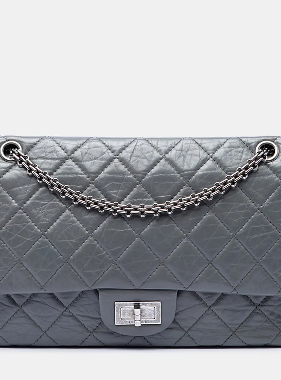 Chanel Reissue 2.55 Double Flap 227 Grey Aged Calfskin Leather Shoulder Bag