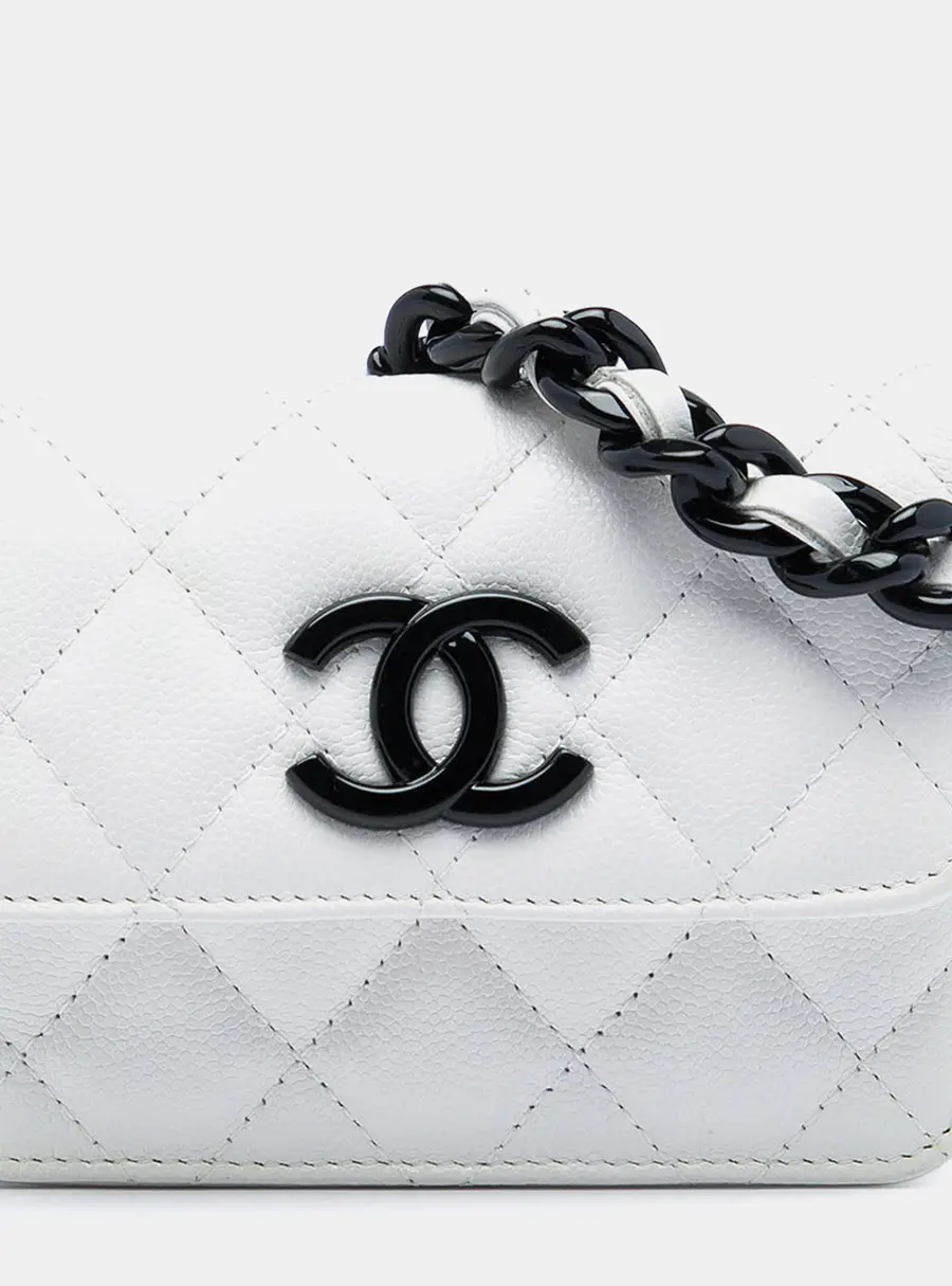 Chanel My Everything Mini White Quilted Caviar Leather Belt Bag