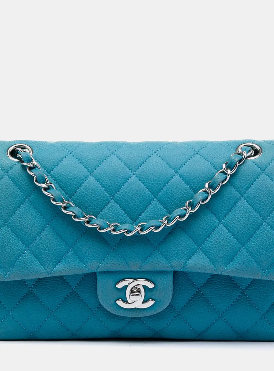 Chanel Jumbo Classic Double Flap Blue Caviar Silver Hardware Bag