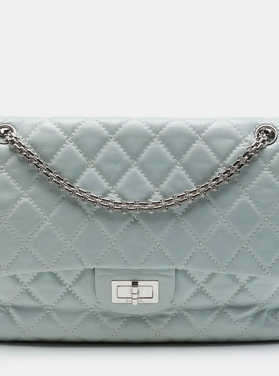 Chanel Reissue 2.55 227 Light Blue Aged Calfskin Leather Double Flap Bag