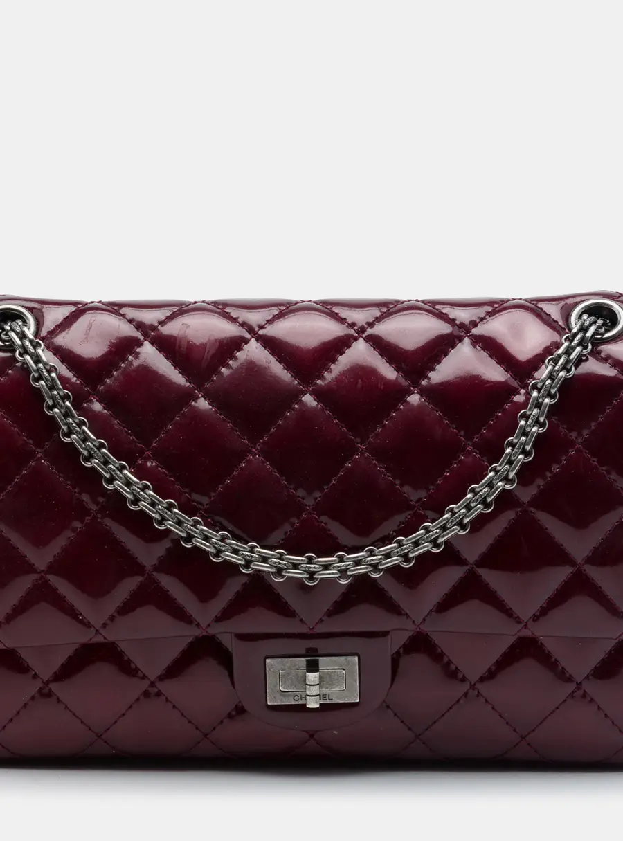 Chanel Quilted Patent Reissue 2.55 226 Burgundy Patent Leather Flap Bag