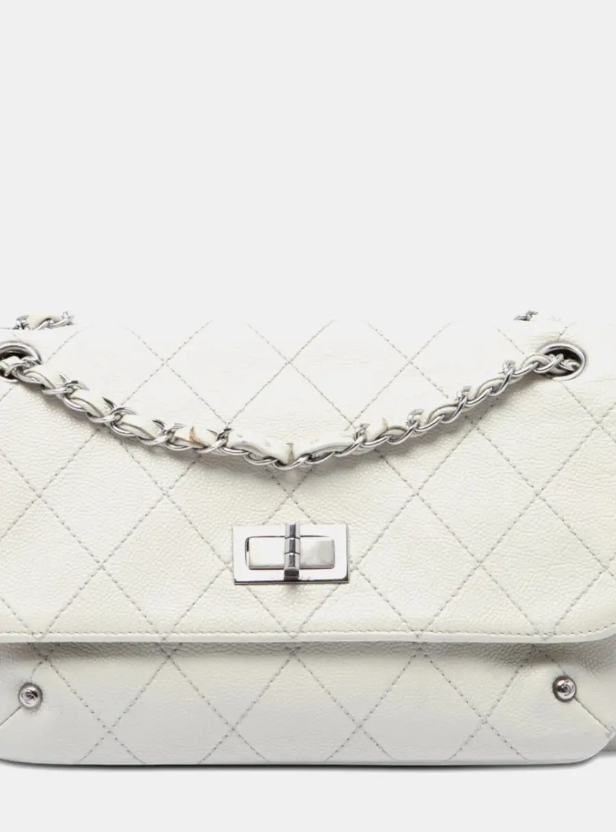 Chanel Reissue 2.55 Pocket Flap One Size White Caviar Leather Shoulder Bag