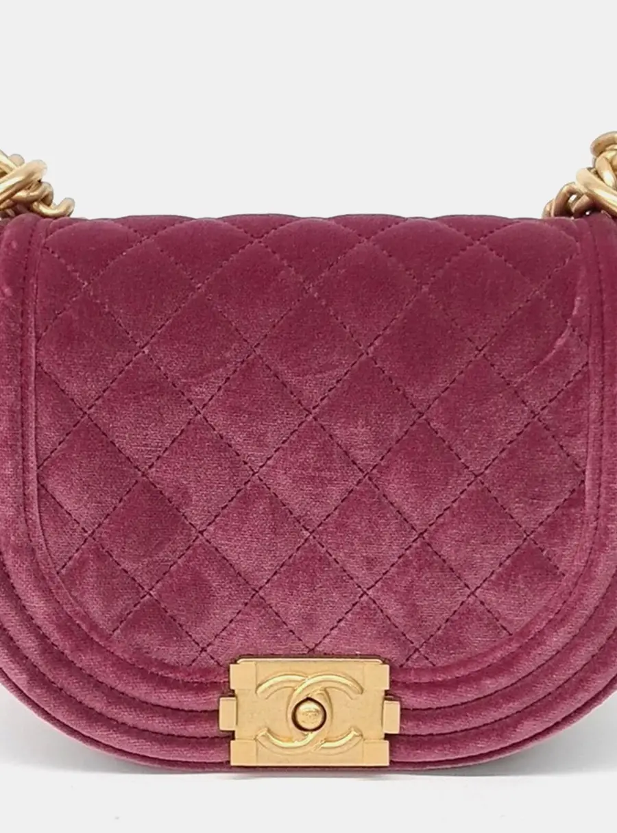 Chanel Purple Velvet Boy Crossbody Bag