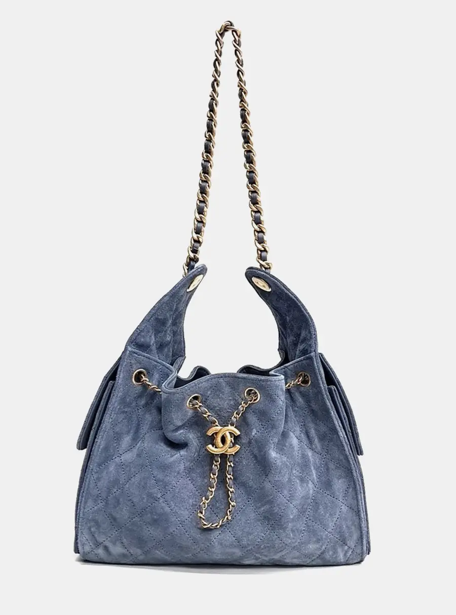 Chanel Blue Suede Chanel Suede 25 Bag Small