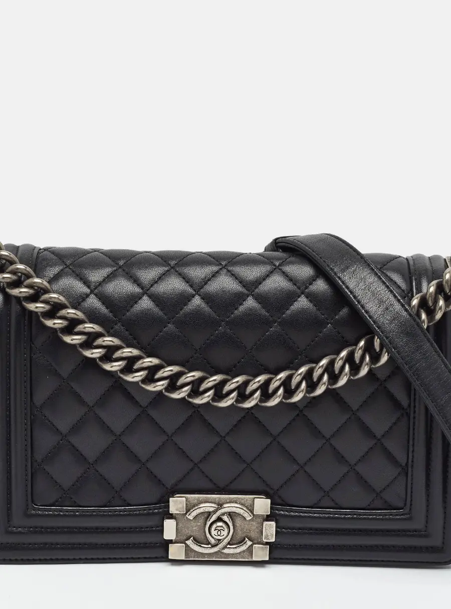Chanel Boy Medium Black Quilted Leather Flap Bag