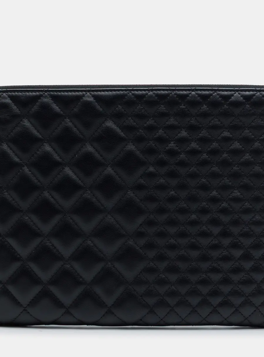 Chanel Bi Quilted Medium Black Lambskin Clutch Bag