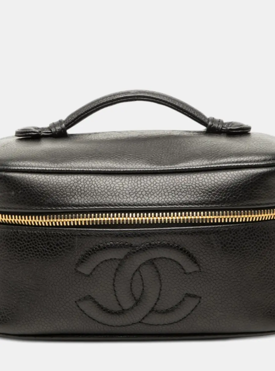 Chanel Vintage Timeless CC Caviar Black Caviar Leather Vanity Bag
