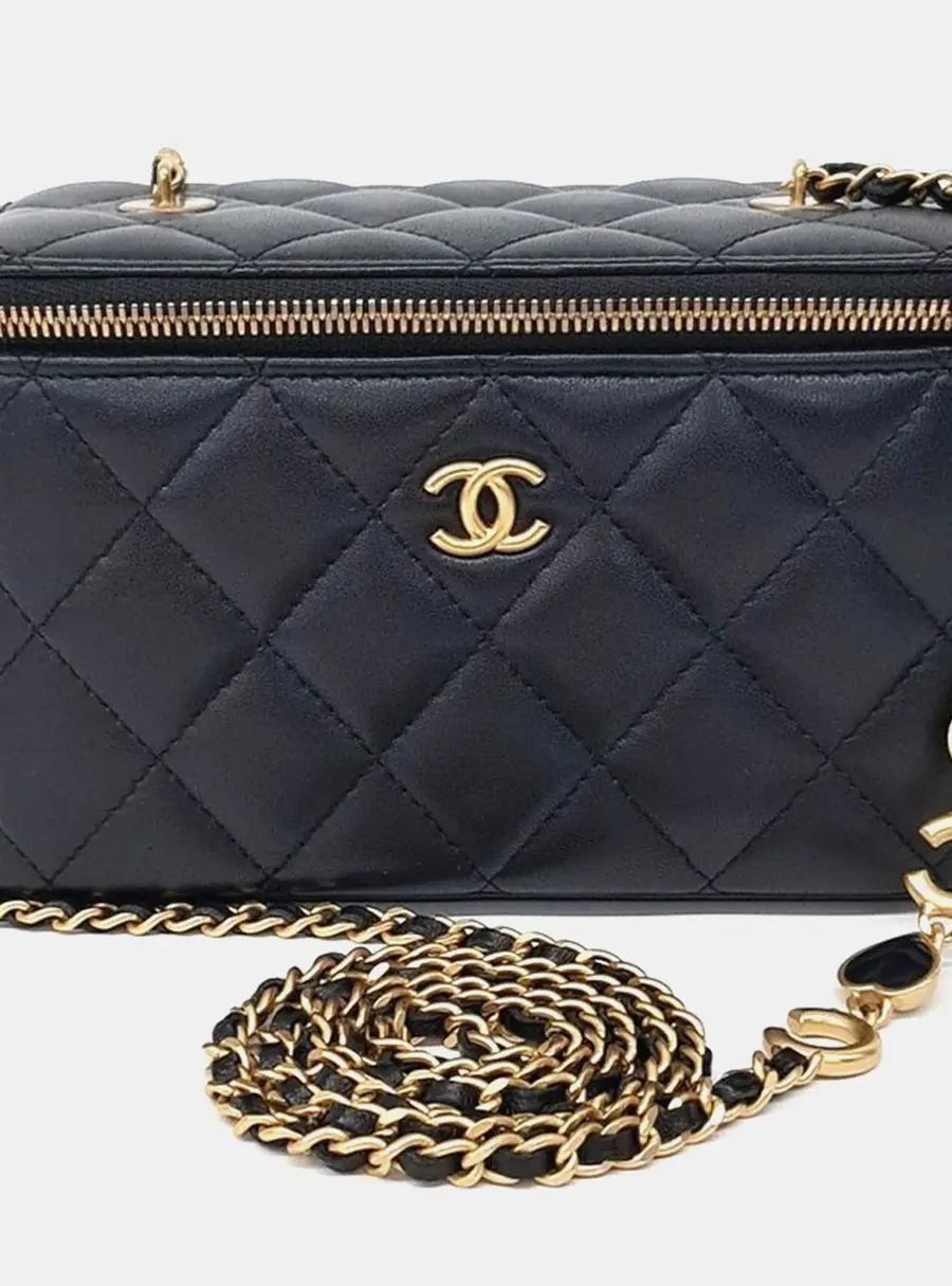 Chanel Black Leather Vanity Small Crossbody Bag AP3034