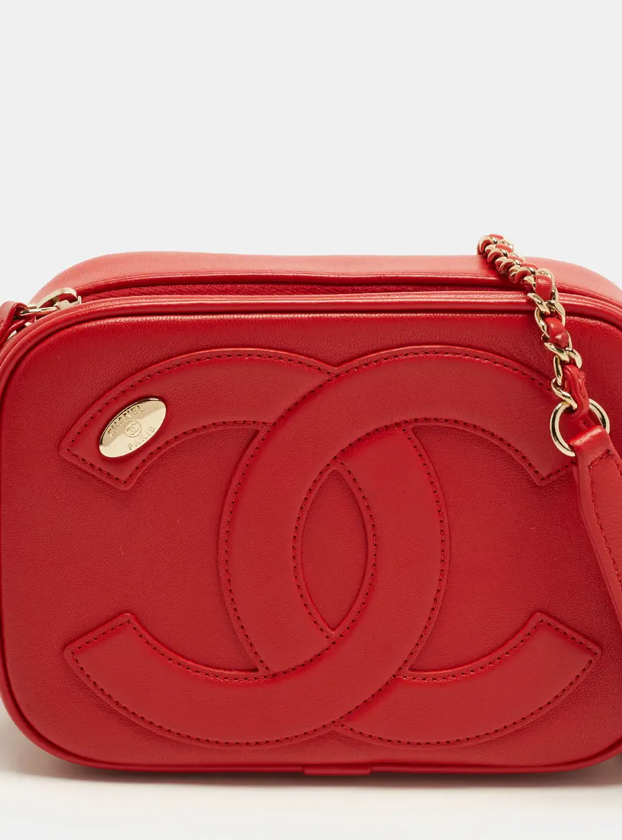 Chanel CC Mania Red Leather Camera Bag