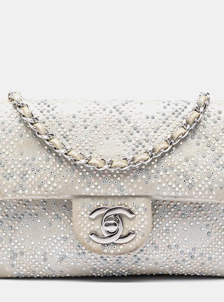 Chanel Mineral Nights Mini Beige Suede Beaded Crossbody Bag
