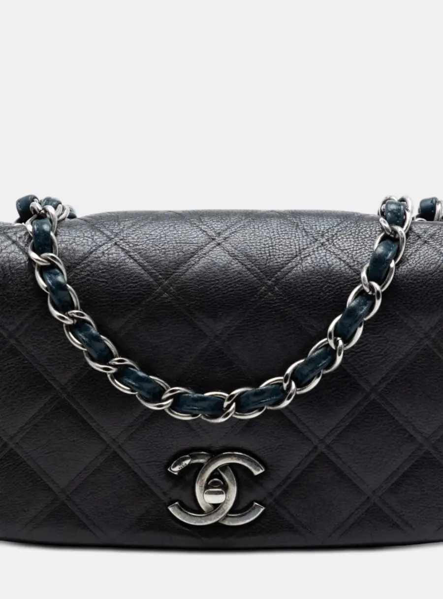 Chanel New Chic Small Black Diamond Embossed Calfskin Shoulder Bag