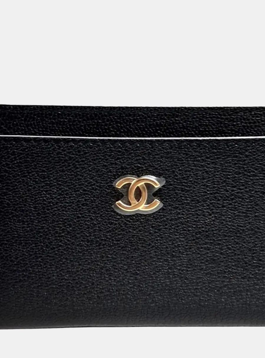 Chanel Card Holder Black Grained Calfskin Leather Wallet