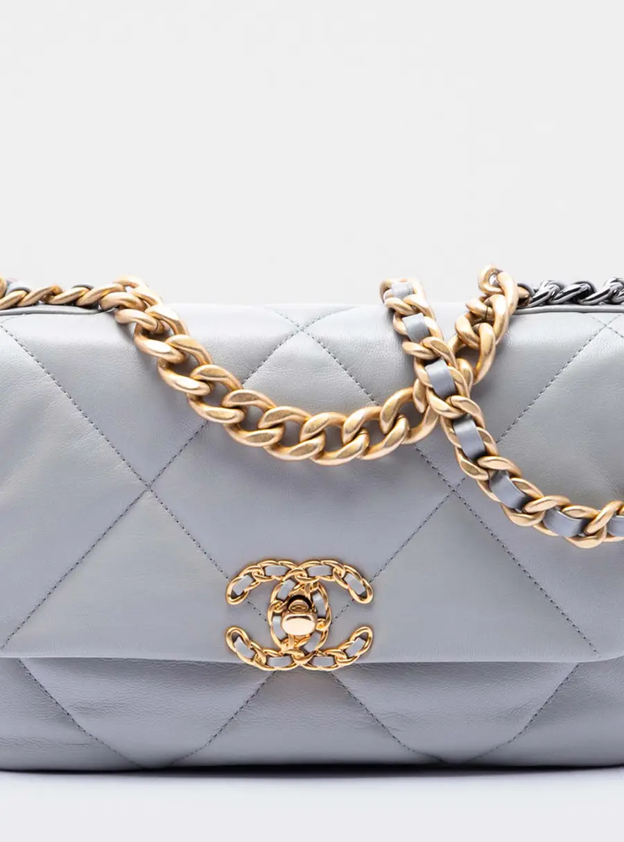 Chanel 19 Medium Grey Lambskin Shoulder Bag