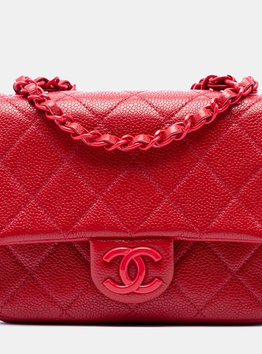 Chanel Incognito Mini Square Red Caviar Leather Crossbody Bag
