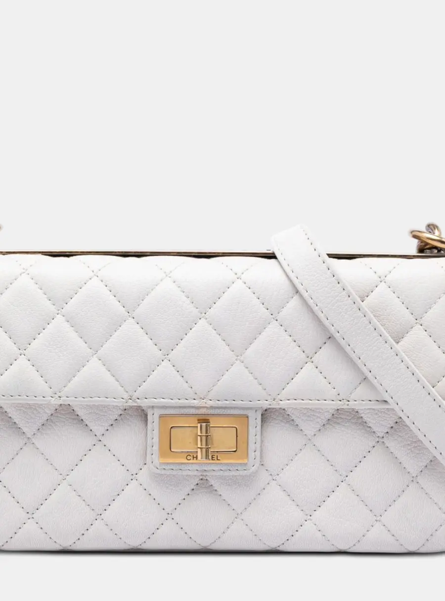Chanel Reissue 2.55 Rita Flap Medium White Quilted Goatskin Crossbody Bag