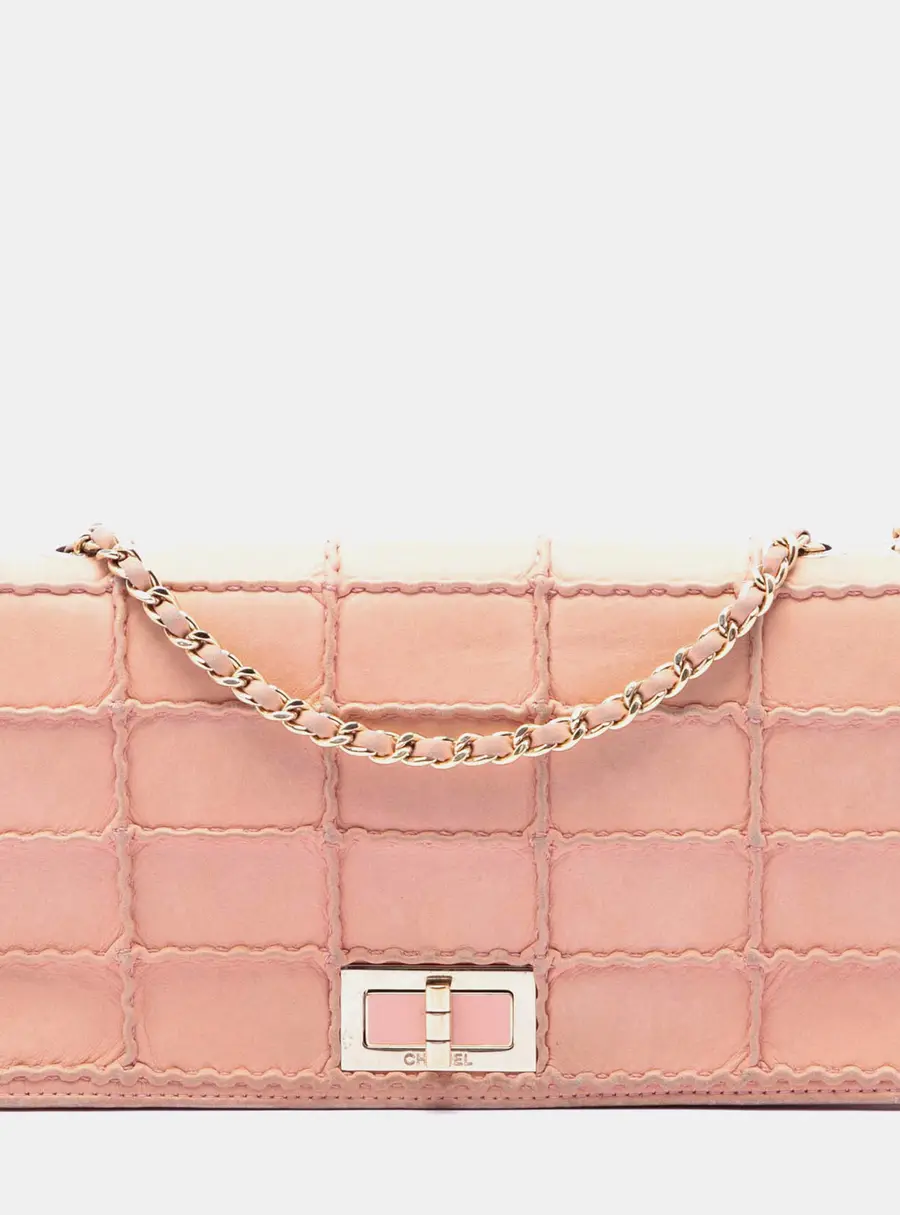 Chanel Reissue 2.55 Small Pink Stitched Iridescent Lambskin Leather Single Flap Bag