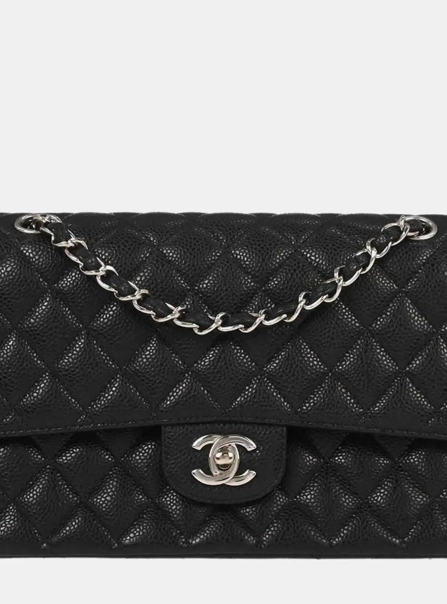 Chanel Classic Double Flap Medium Black Caviar Leather Shoulder Bag