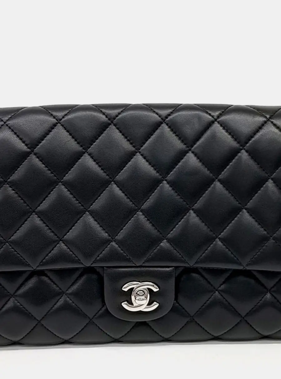 Chanel Classic Small Double Flap Bag Black Quilted Lambskin Leather Shoulder Bag