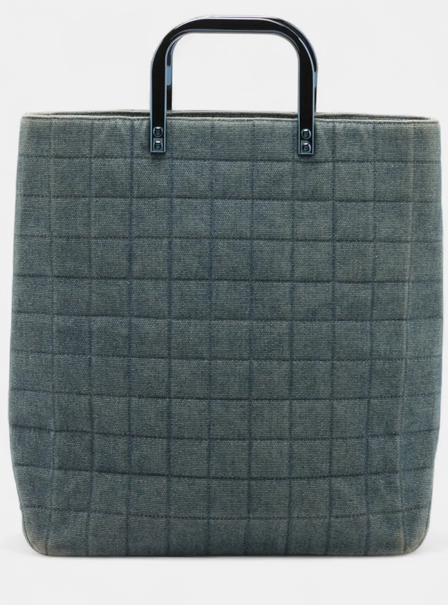 Chanel CC Chocolate Bar Medium Blue Denim Tote Bag
