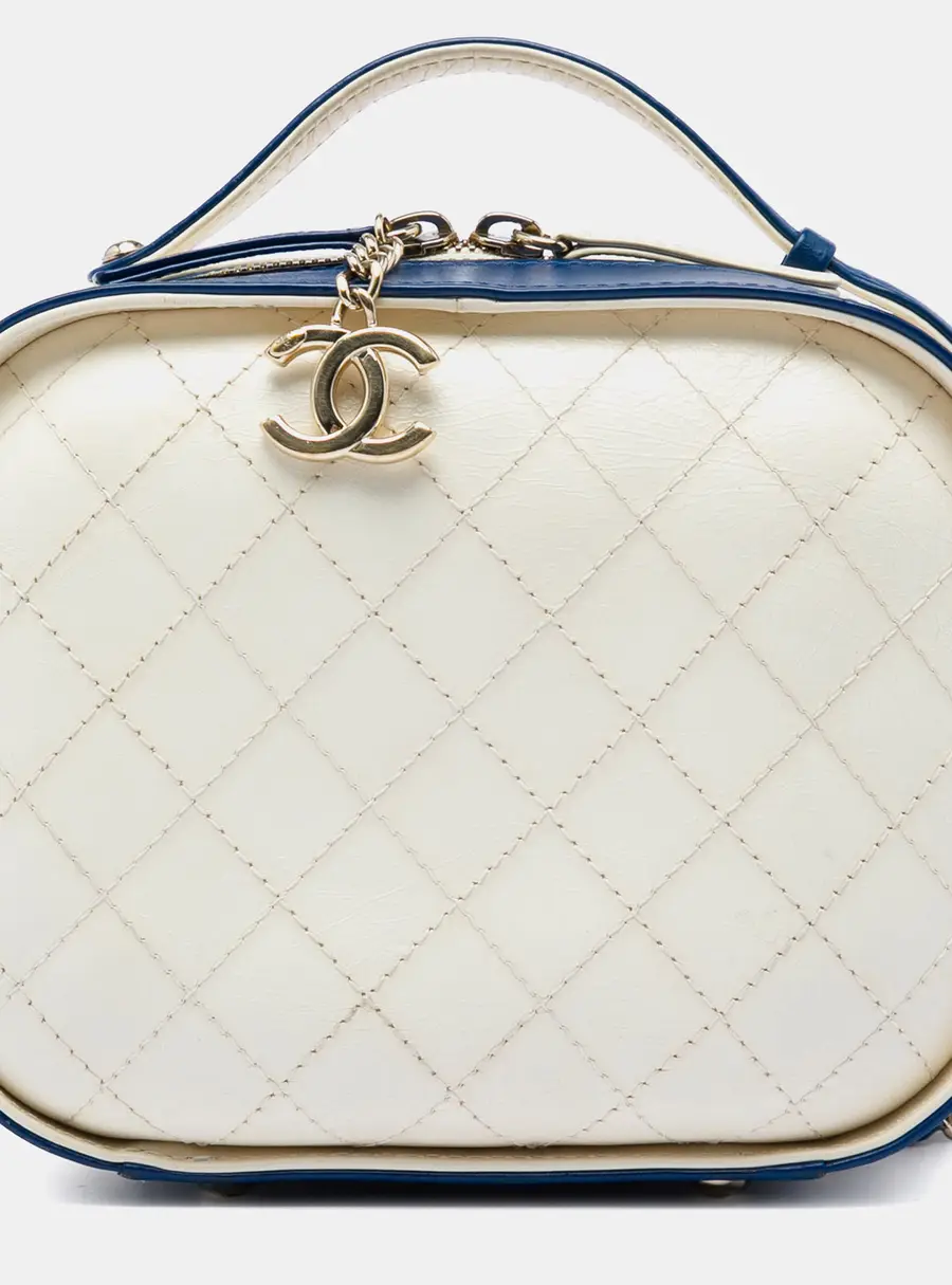 Chanel Small CC Crumpled Calfskin Leather Vanity Case Shoulder Bag
