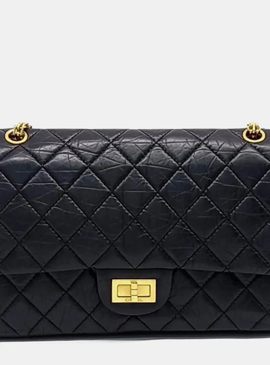 Chanel 2.55 Reissue 32 Black Aged Calfskin Leather Shoulder Bag