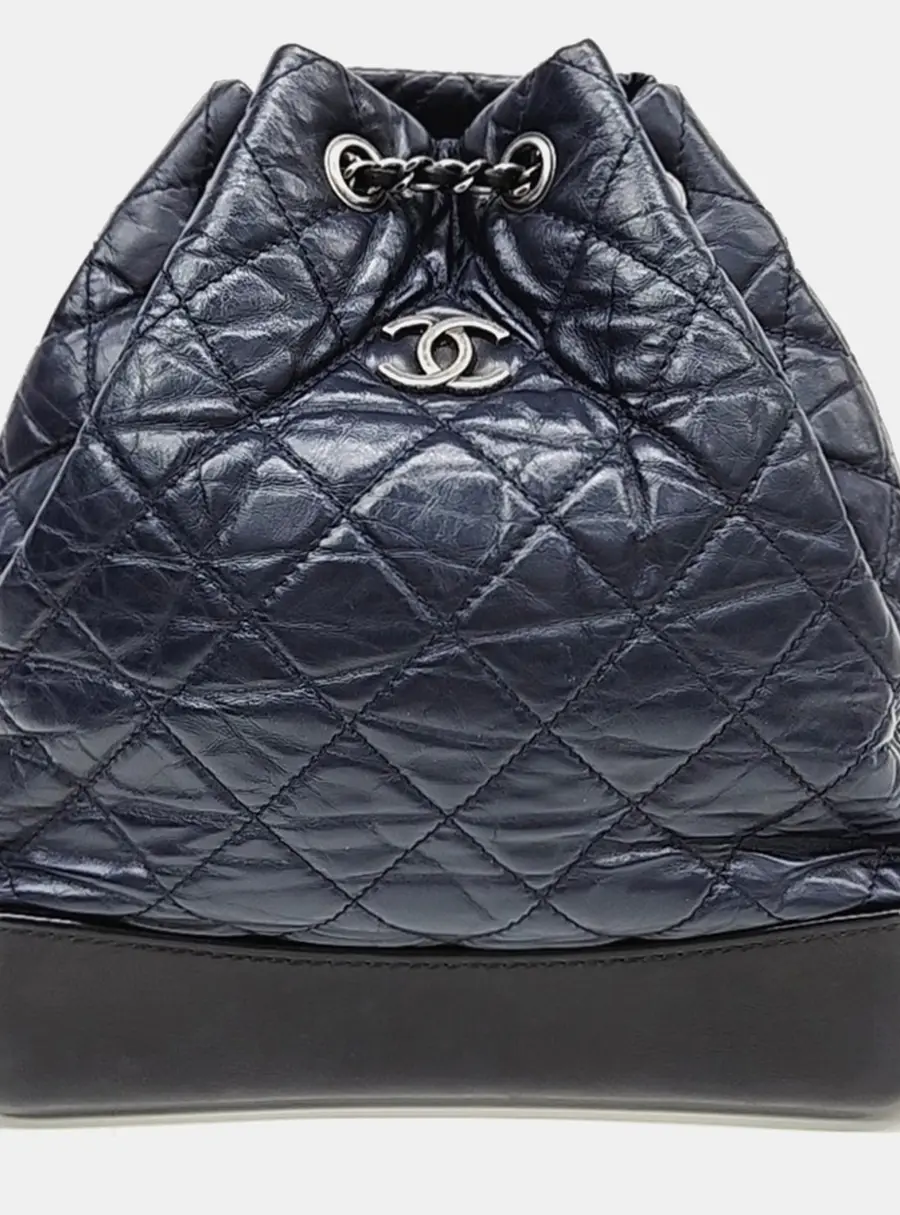 Chanel Gabrielle Small Blue Lambskin Leather Backpack Bag