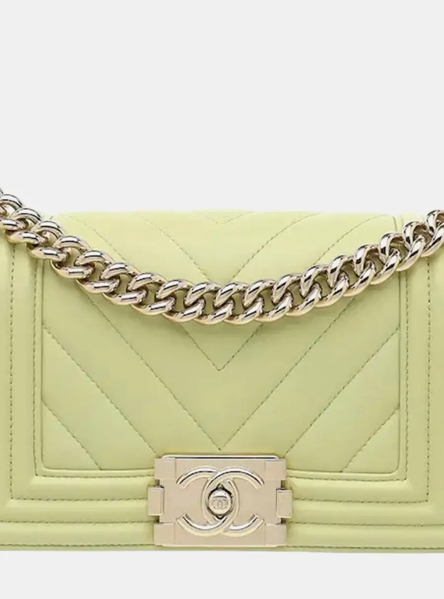 Chanel Boy Small Light Green Calfskin Leather Shoulder Bag