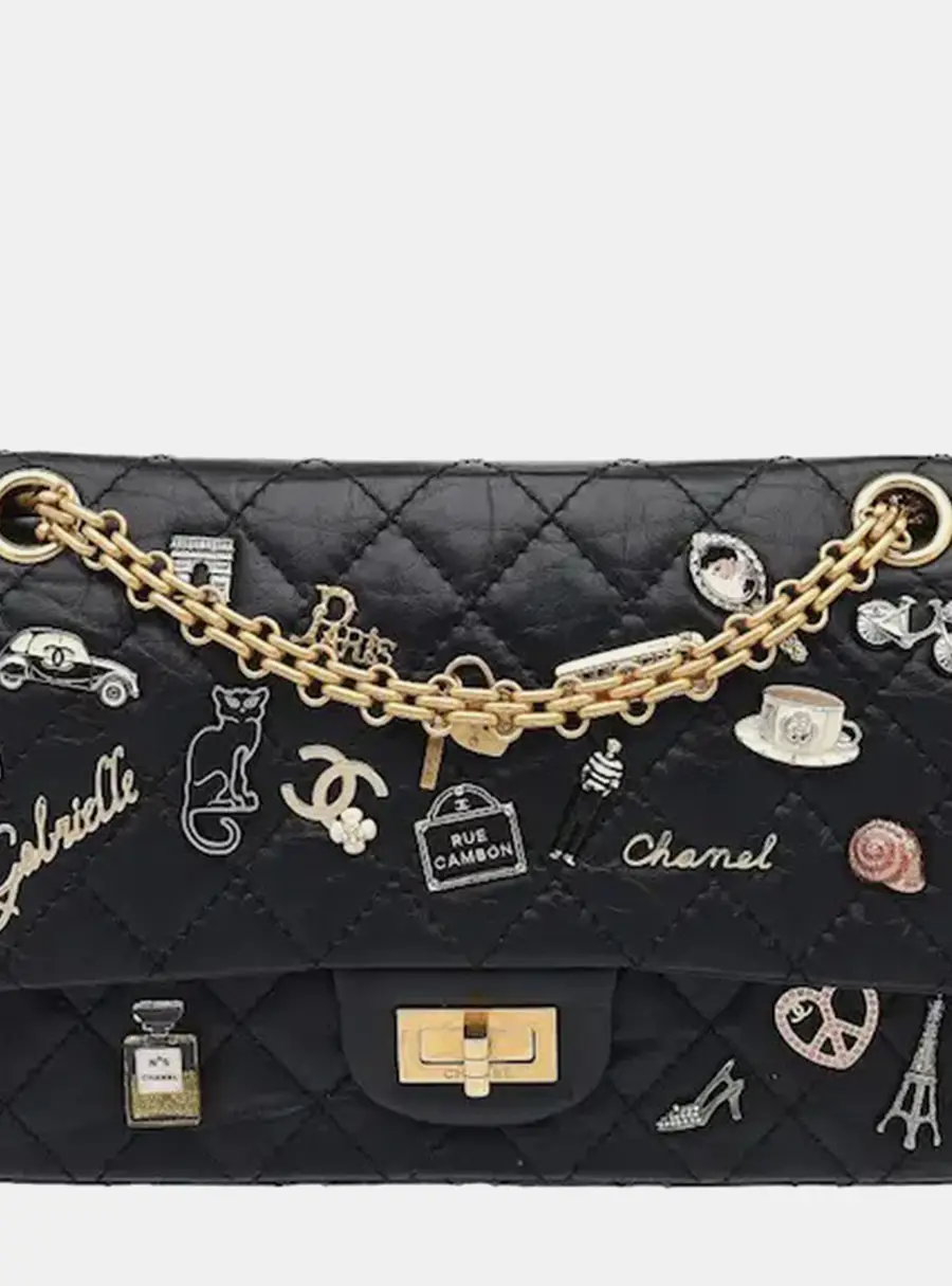 Chanel 2.55 Reissue 225 Black Aged Calfskin Leather Shoulder Bag