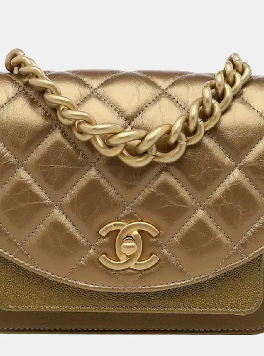 Chanel Pre -Fall 2019 Metiers d'Art Egypt Mini Chain Handle Gold Metallic Calfskin Caviar Leather Shoulder Bag