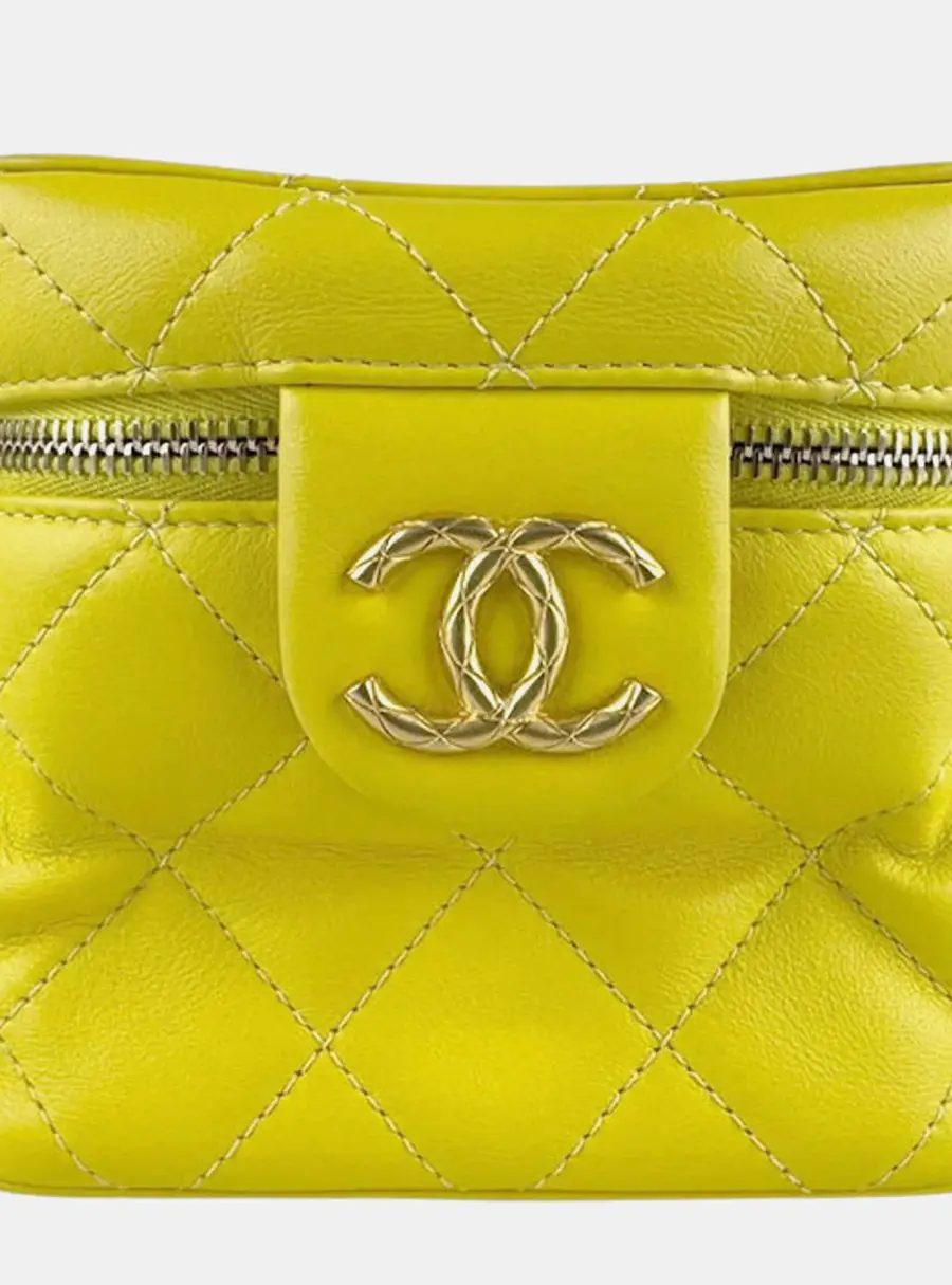 Chanel Small CC Vanity Case Yellow Lambskin Leather Crossbody Bag