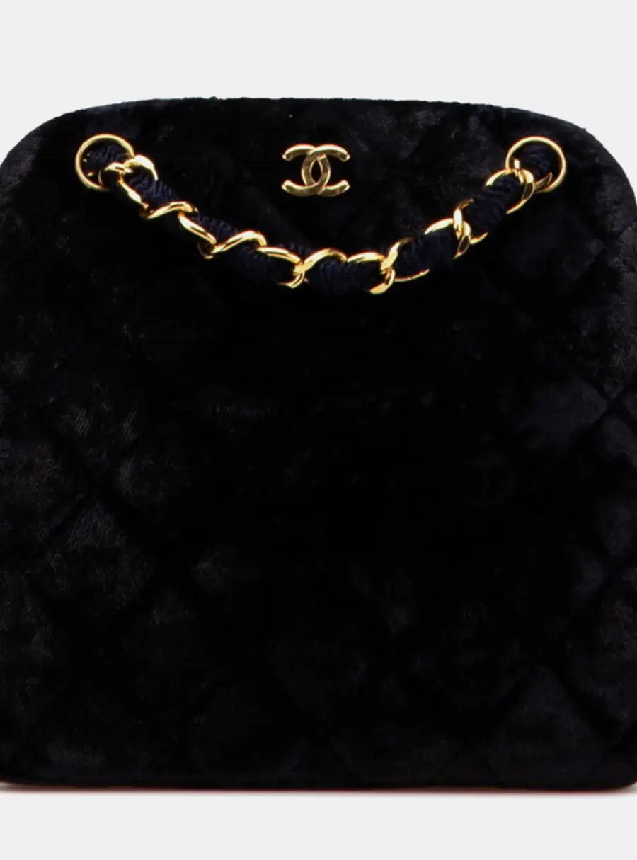 Chanel Matelasse Coco Mark Medium Navy Suede Chain Tote Bag