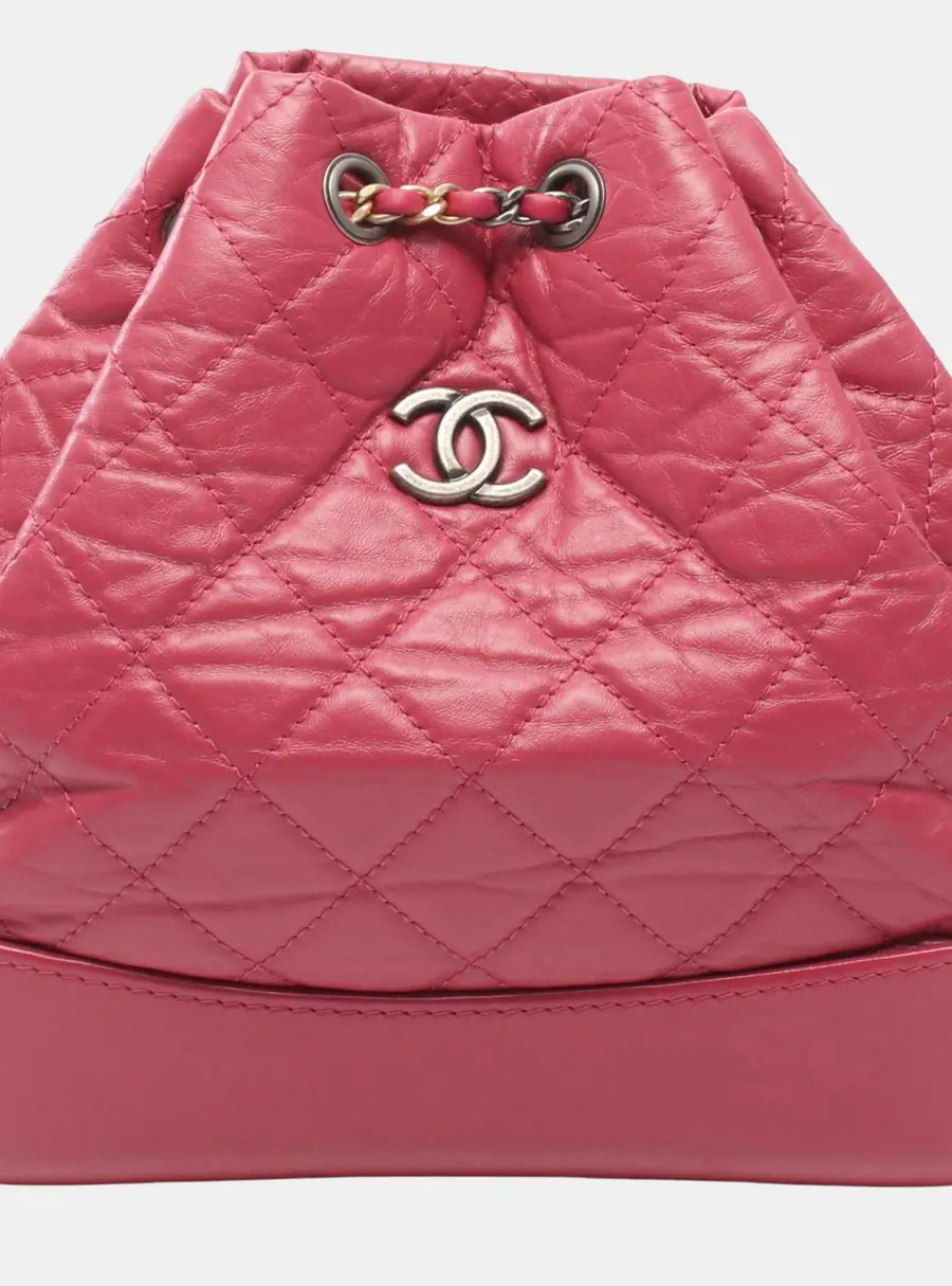 Chanel Small Aged Calfskin Gabrielle Backpack Pink Aged Calfskin Leather Bag