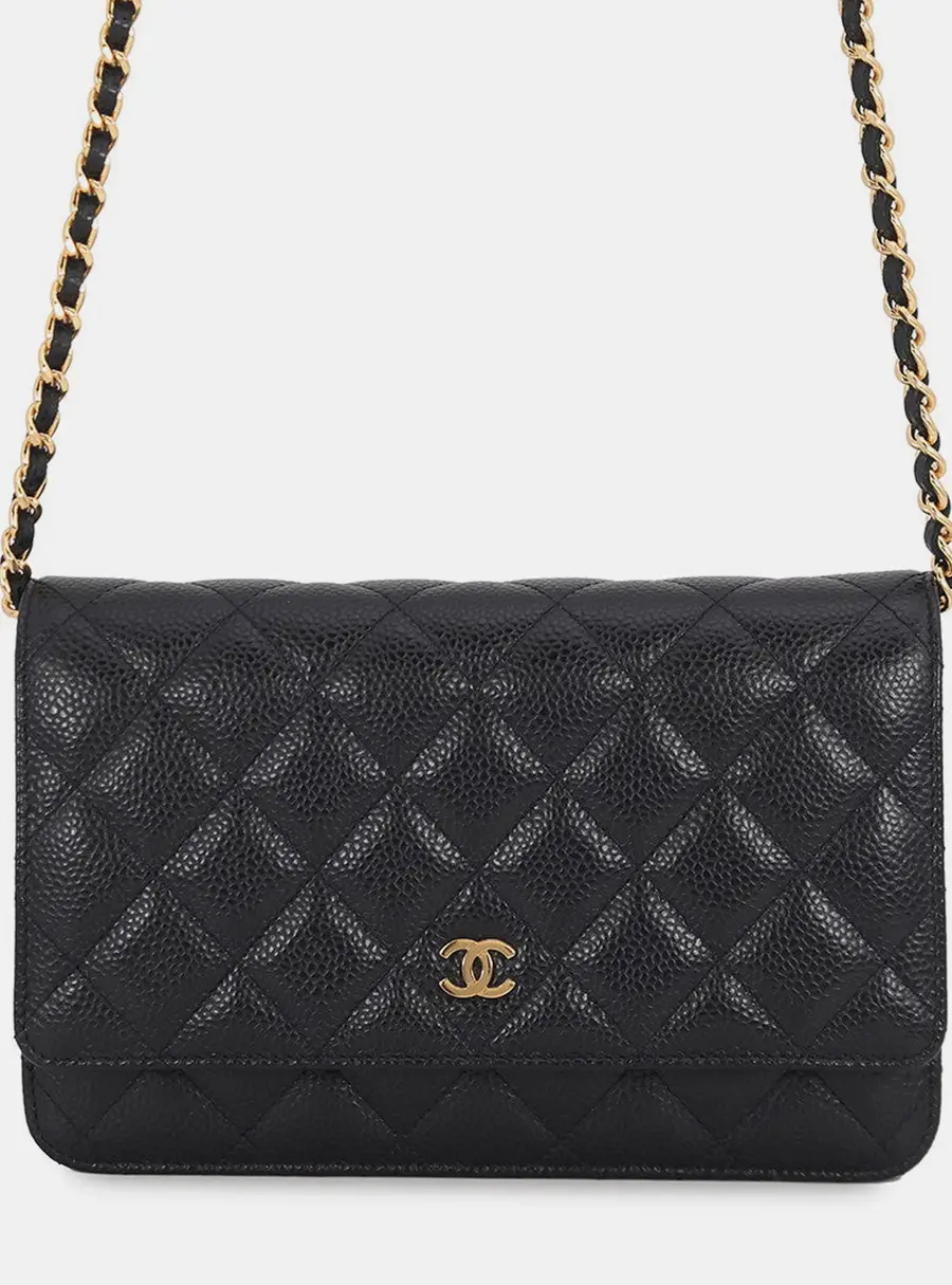 Chanel Wallet On Chain Black Caviar Leather Shoulder Bag