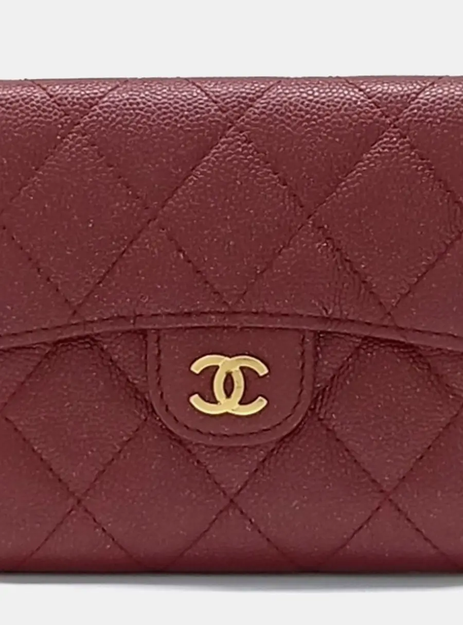 Chanel Burgundy Leather Caviar Wallet