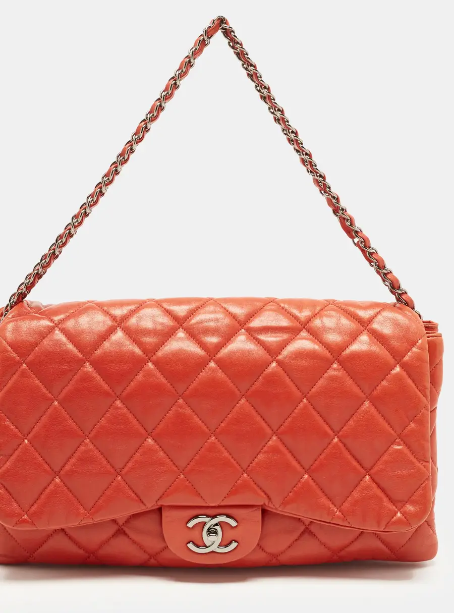 Chanel 3 Accordion Maxi Red Quilted Leather Flap Bag