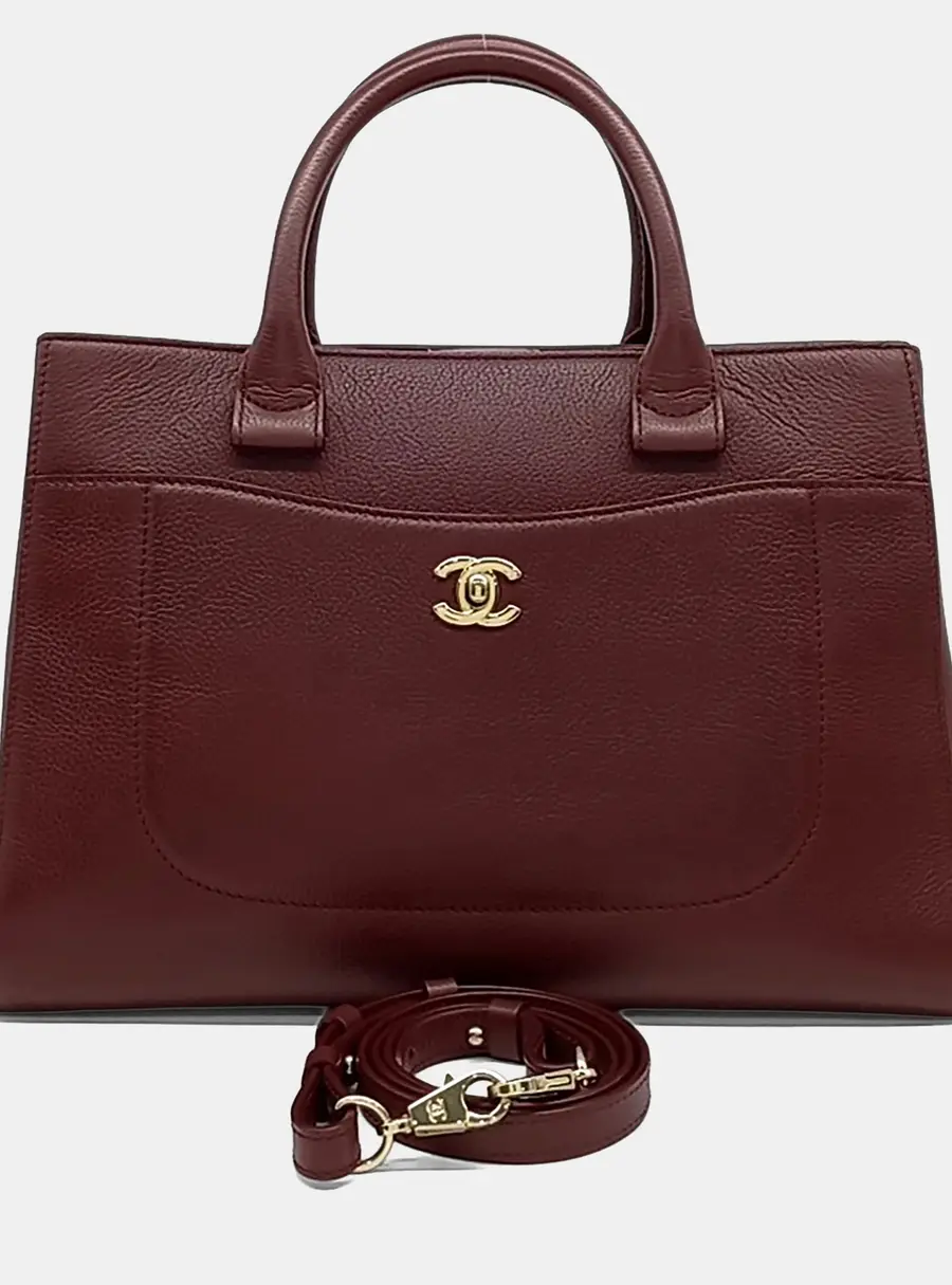 Chanel Neo Medium Red Calfskin Leather Top Handle Bag
